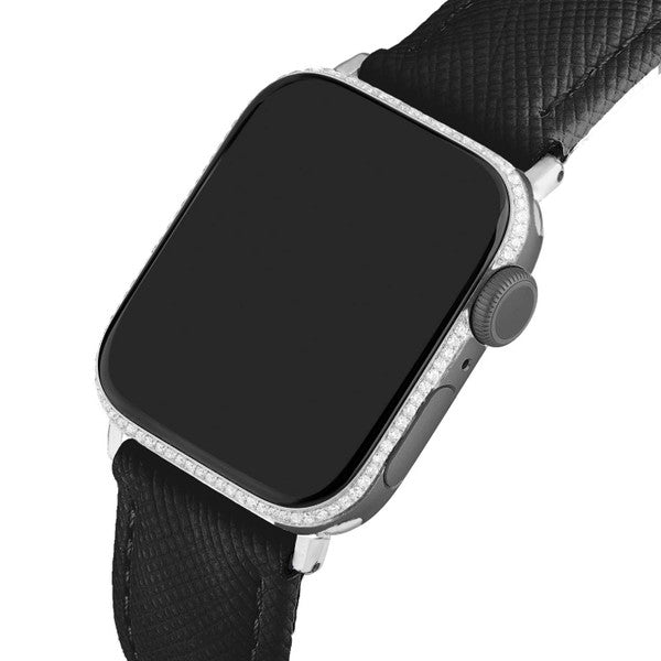 &Diamonds AW7-41-1-B One Row Diamond Custom Apple Watch Black