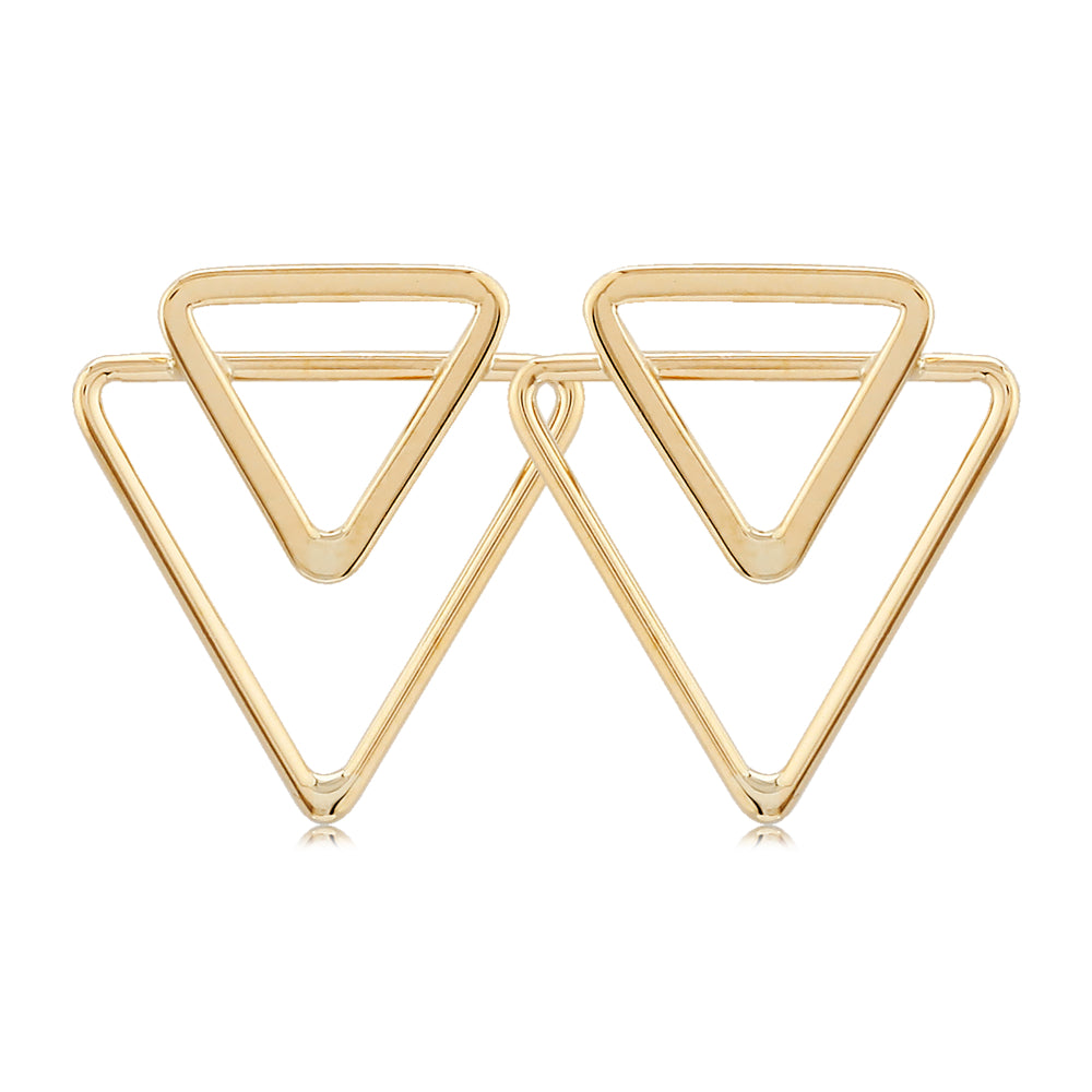 14k Double Triangle Earrings