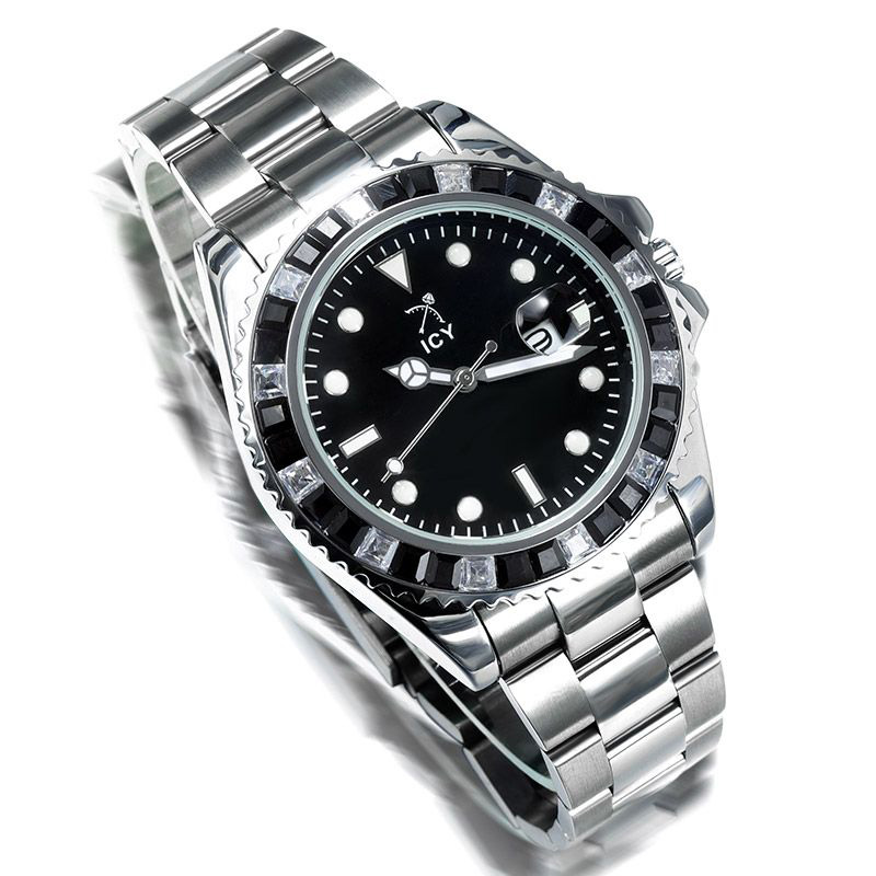 Helloice 40mm Iced Luminous Dial Watch