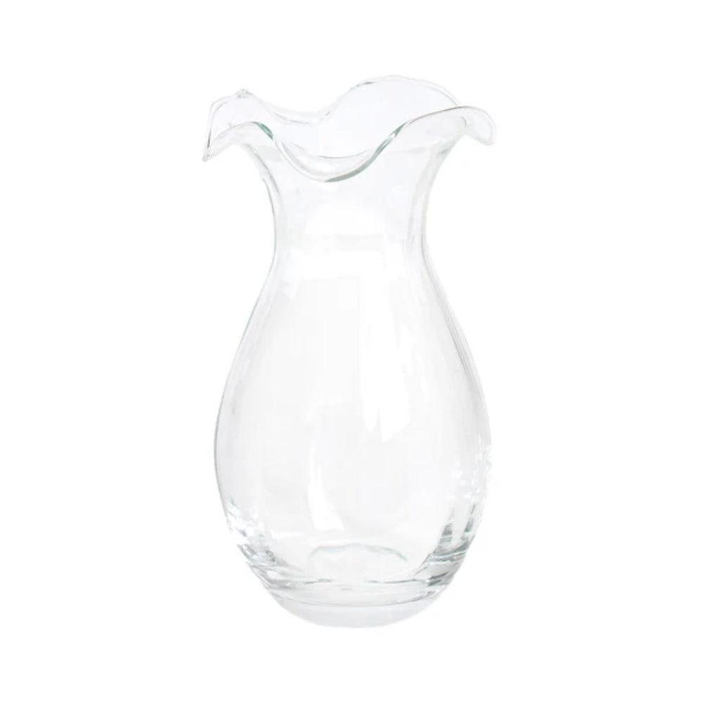 Vietri Hibiscus Clear Glass Vertical Fluted Small Vase