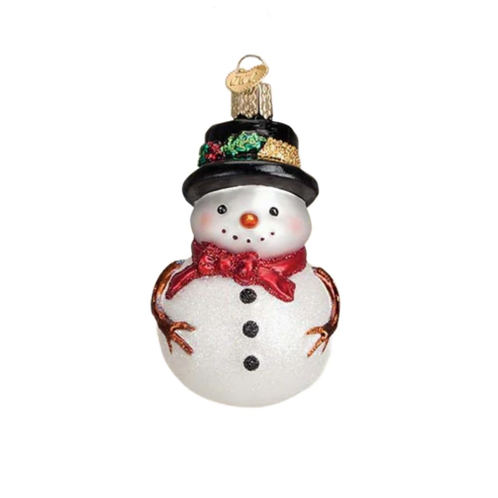 Old World Christmas Red Bow Holly Hat Snowman Ornament