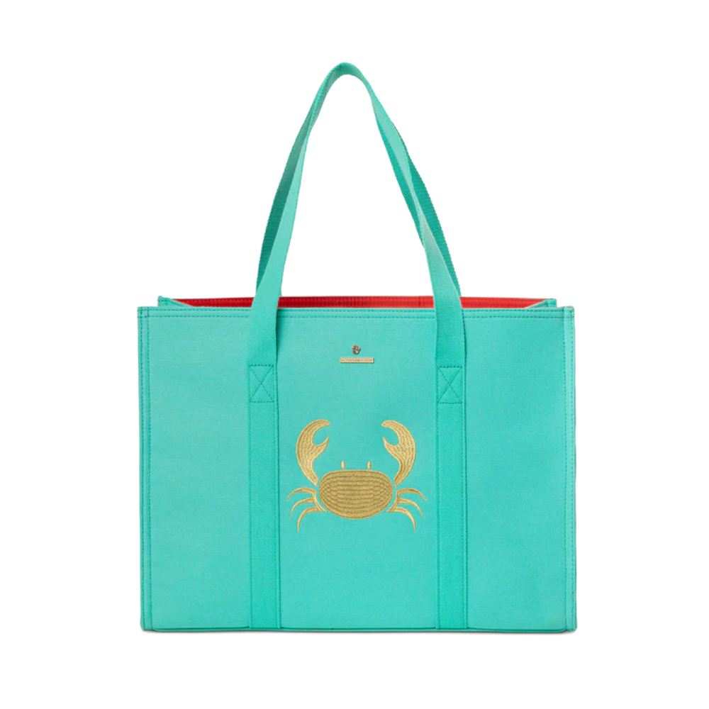 Spartina Teal Carry All Tote-Crab