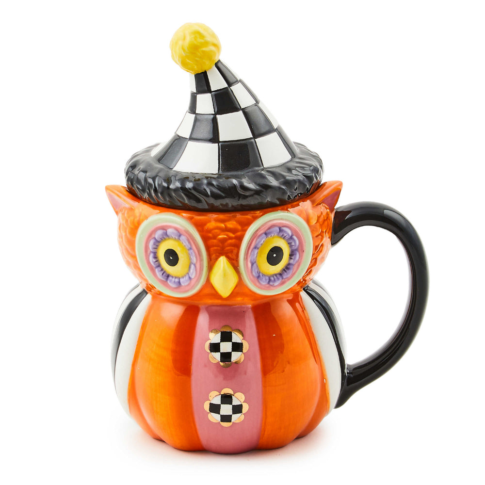MacKenzie-Childs Trick or Treat Owl Lidded Mug