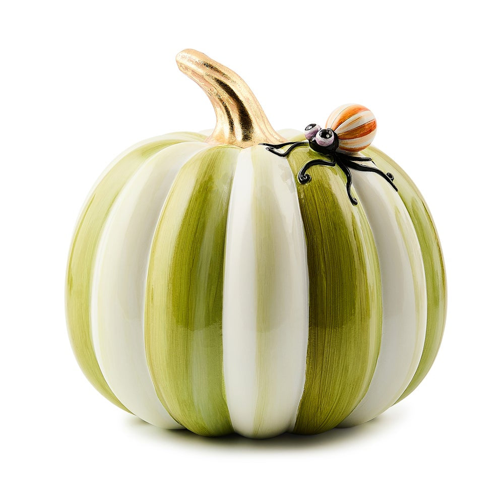 MacKenzie-Childs Fergal's Friend Spider on Small Moss Stripe Pumpkin