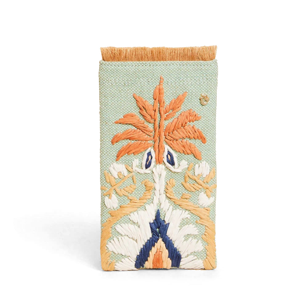 Spartina Straw Sunglass Case Kalalanta Ikat Palm Sea Foam