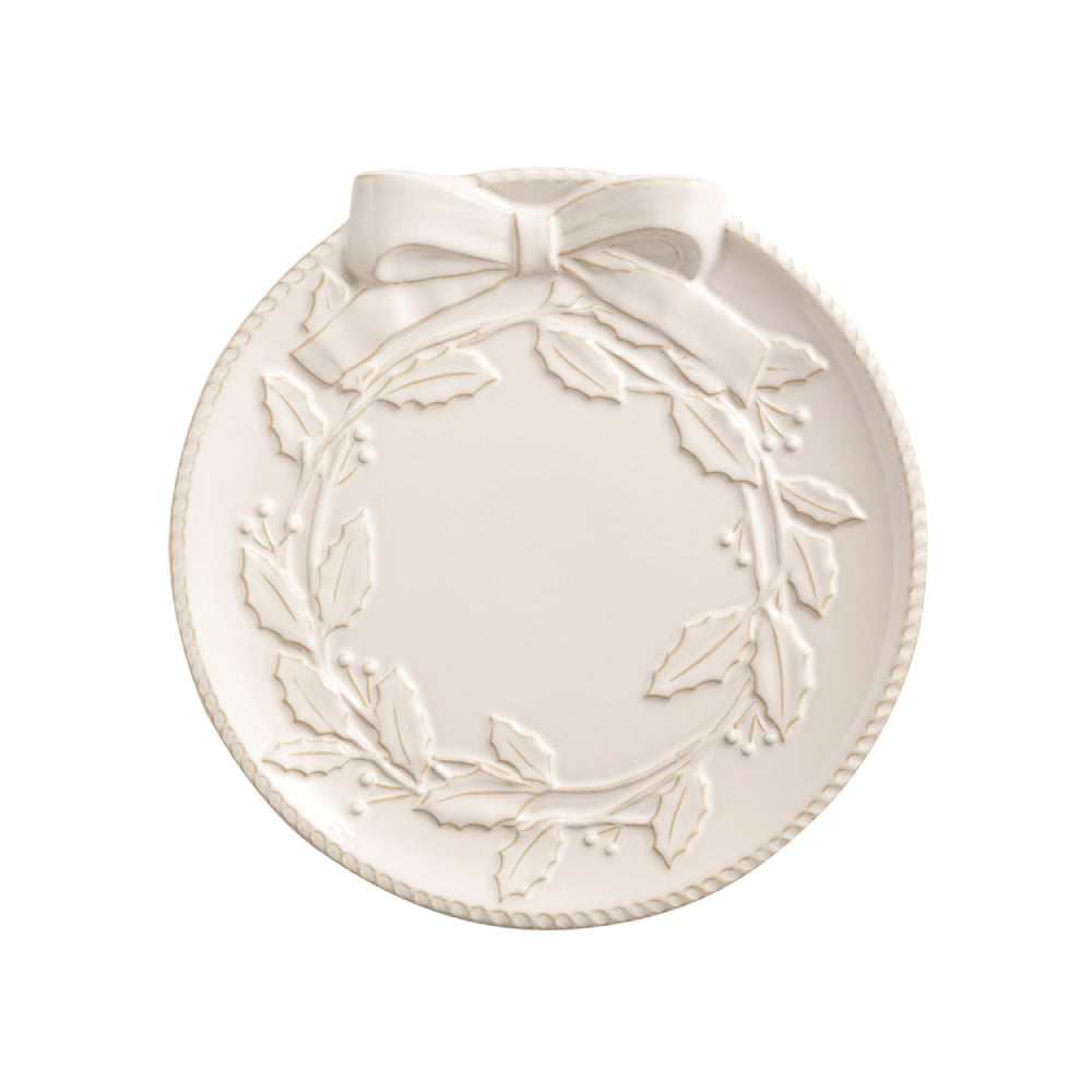 Mud Pie White Wreath Platter Set