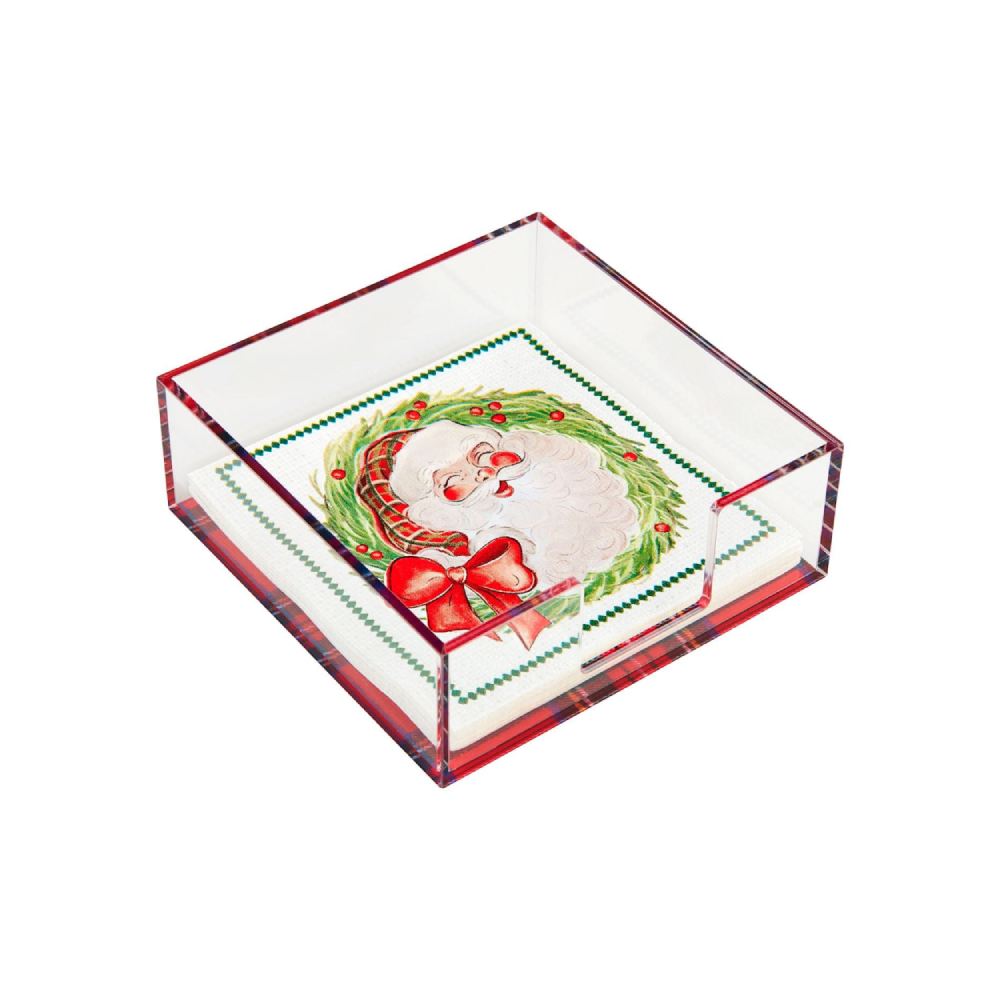 Mud Pie Santa Napkin & Tartan Caddy Set