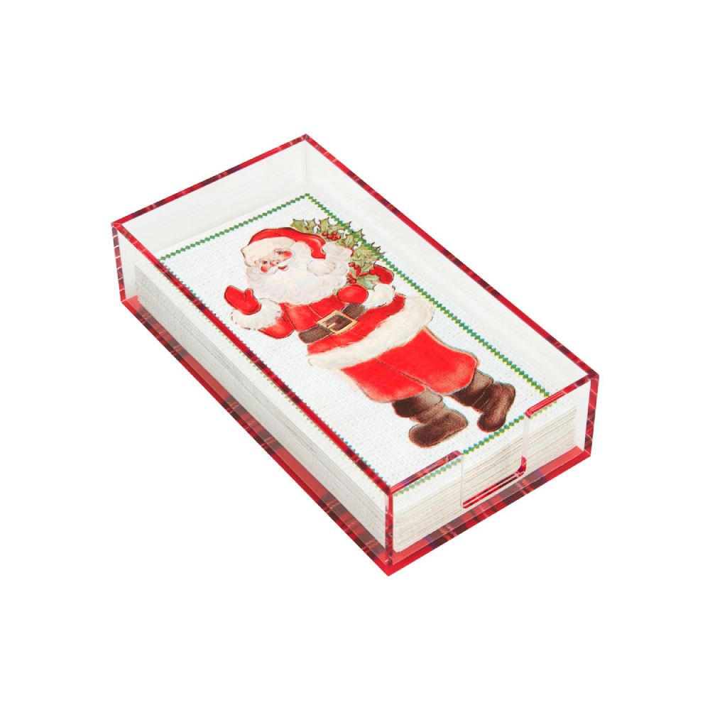 Mud Pie Santa Guest Towel & Tartan Caddy Set