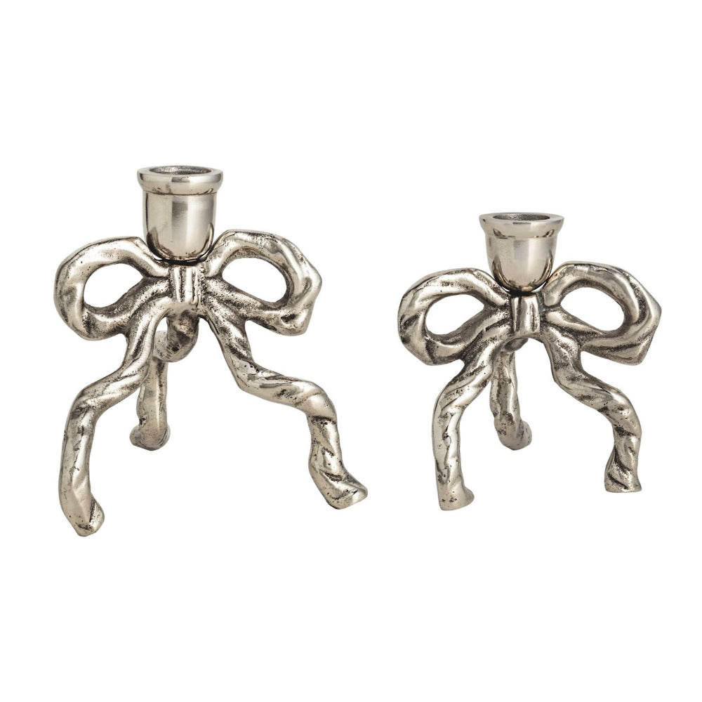 Mud Pie Bow Taper Candle Holders