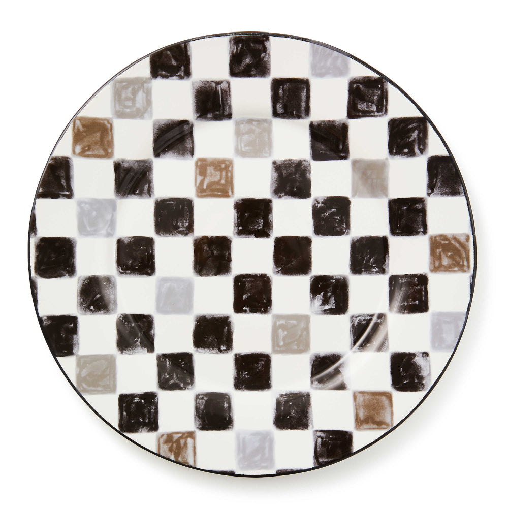 Mackenzie-Childs Black Check Round Platter