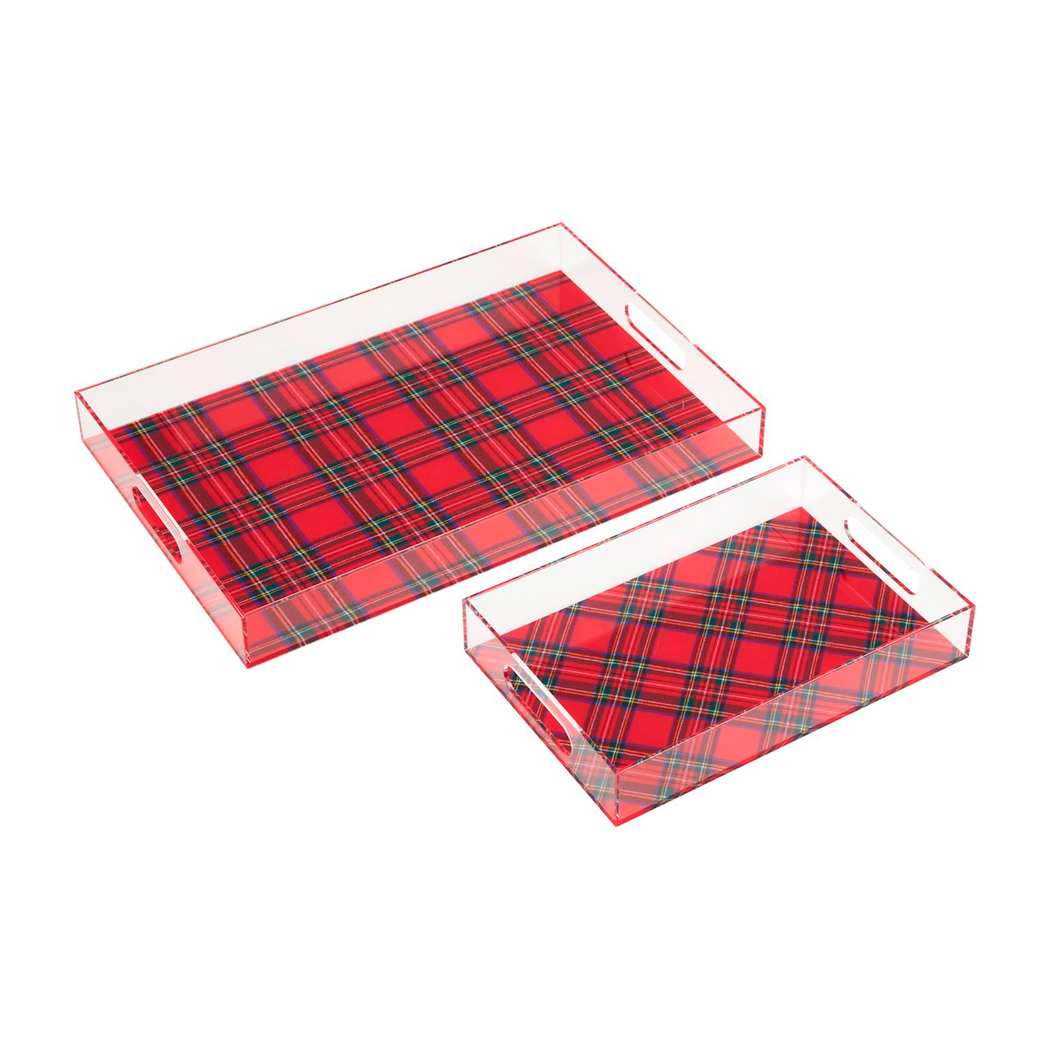 Mud Pie Tartan Acrylic Tray Set of 2