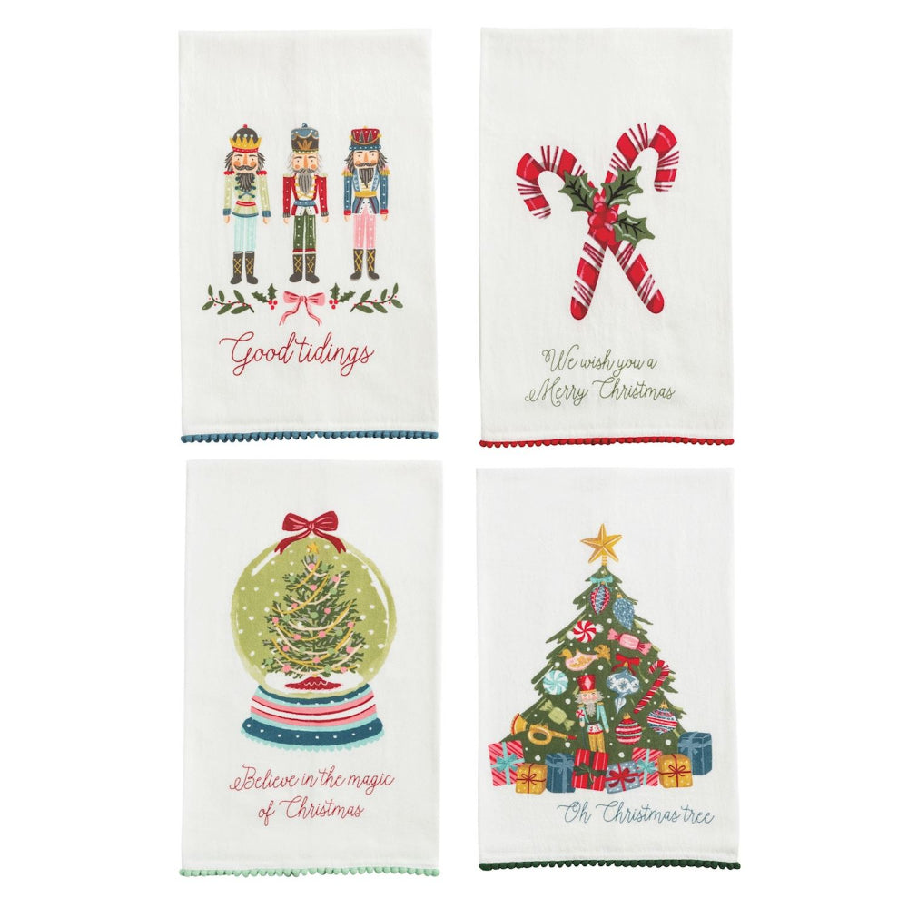 Mud Pie Christmas Pom Trim Towels