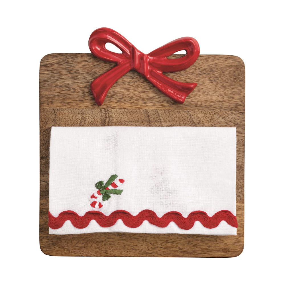 Mud Pie Red Bow Board & Towel Set