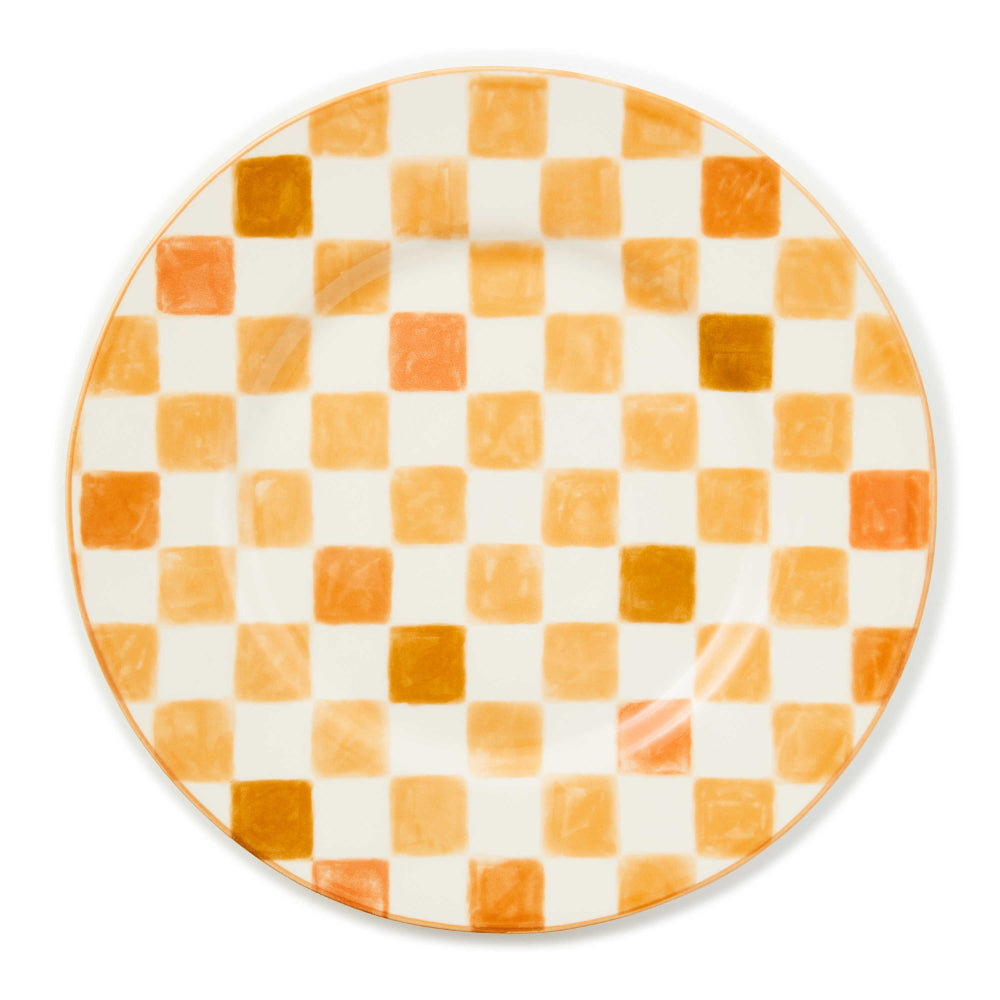 Mackenzie-Childs Honey Check Dinner Plate