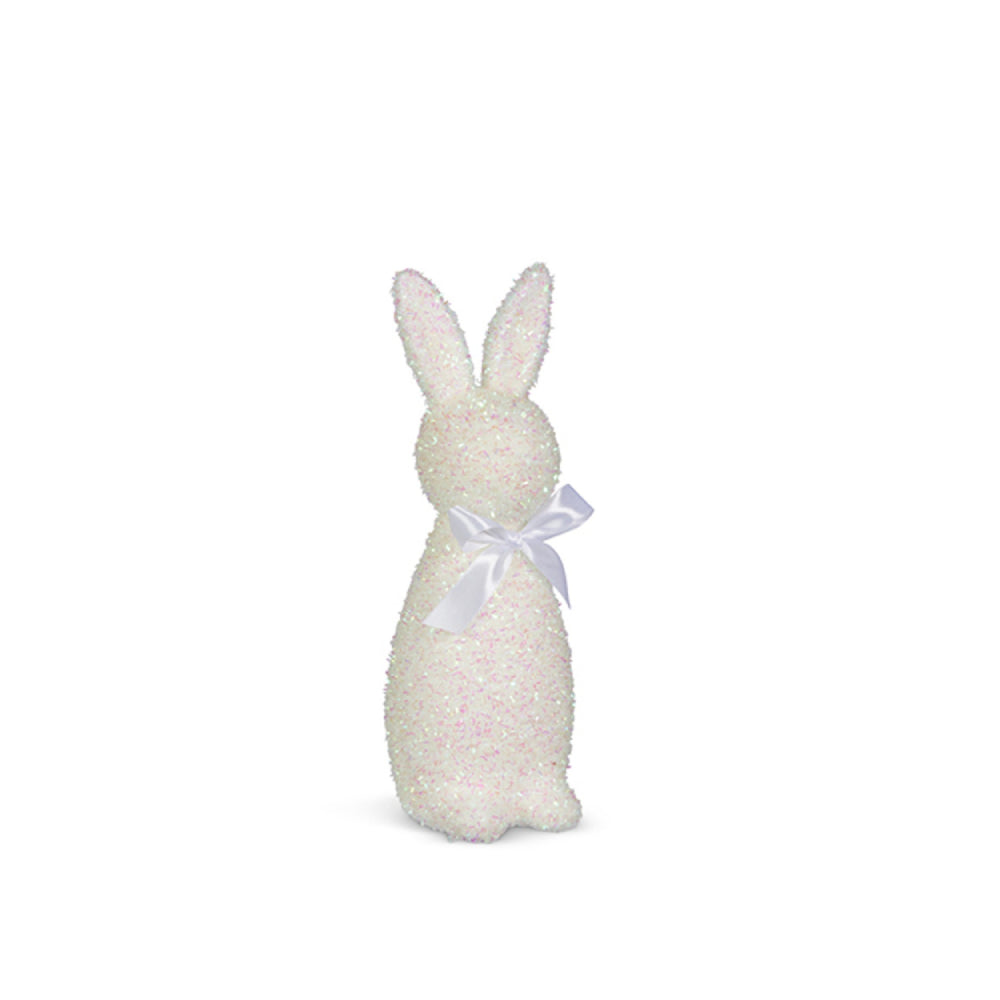 Raz Imports 12" Iridescent White Flocked Bunny