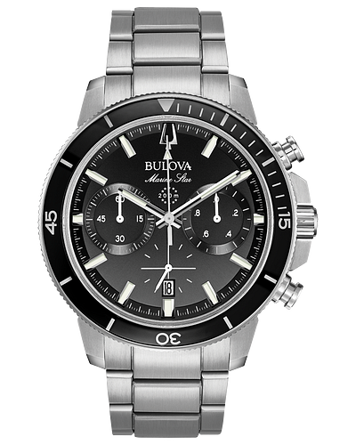 Bulova 96B272 Marine Star 6 Hand Chronograph Black Dial // Pre-Owned