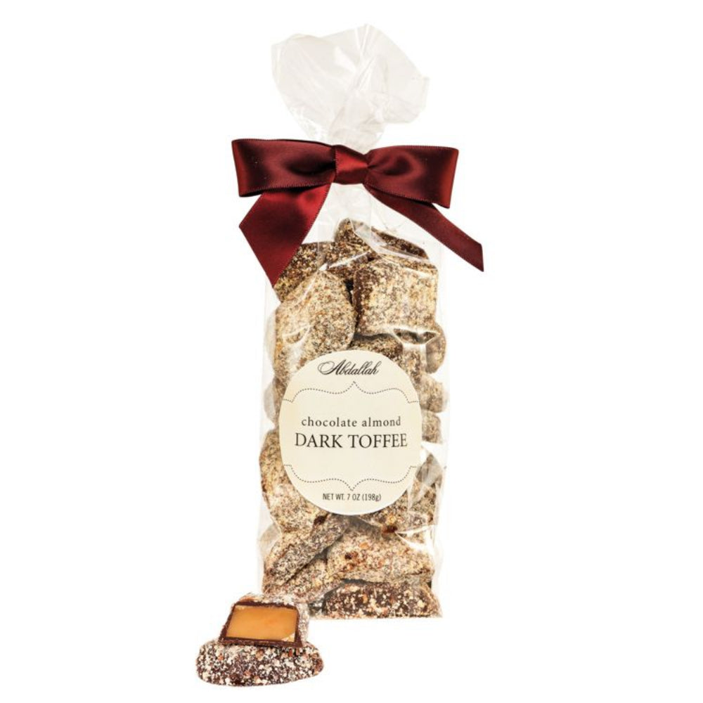 Abdallah Candies 7 oz Bag of Dark Chocolate Butter Almond Toffee