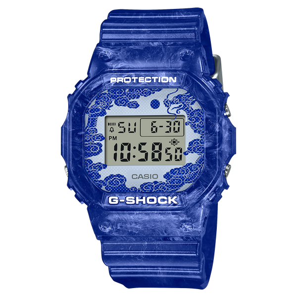 G-Shock DW5600BWP-2 Blue White China Porcelain Square
