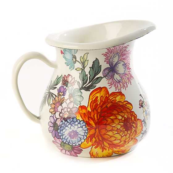 MacKenzie-Childs Flower Market White Enamel Creamer