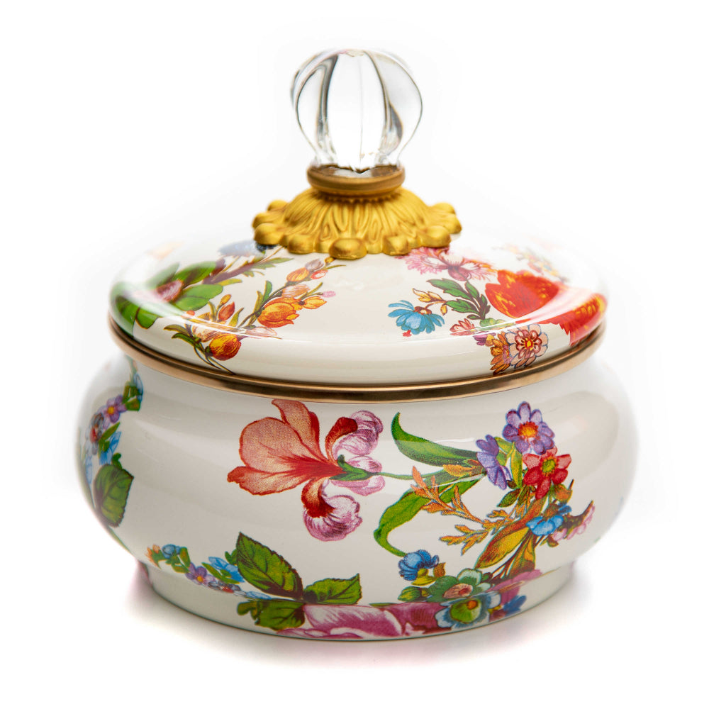 MacKenzie-Childs Flower Market Squashed Pot - White