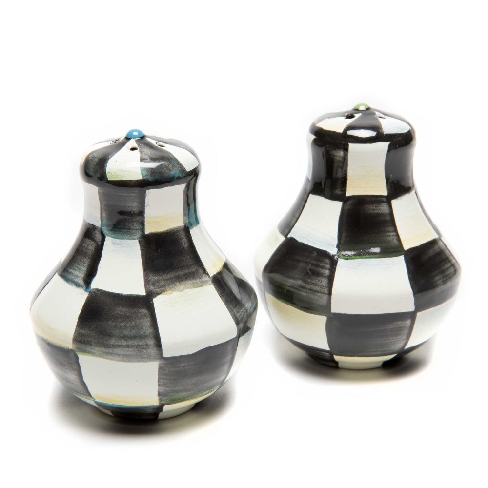 MacKenzie-Childs Courtly Check Enamel Salt & Pepper Shaker Set