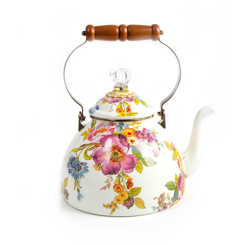 MacKenzie-Childs Flower Market Tea Kettle - White