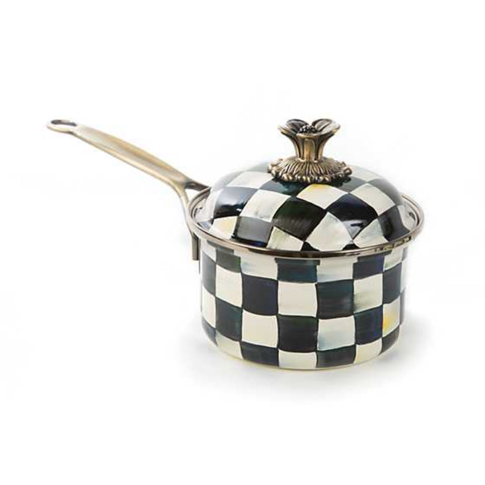 MacKenzie-Childs Courtly Check Enamel Saucepan