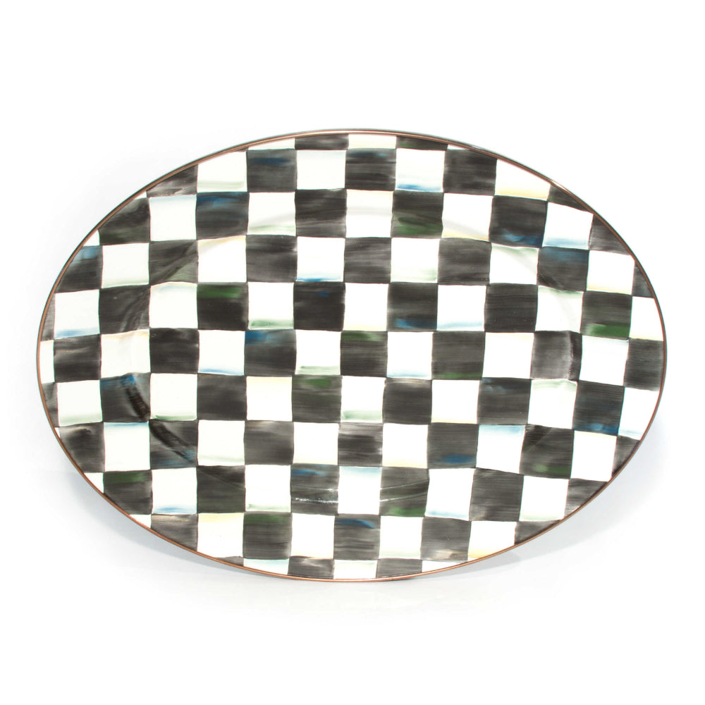 MacKenzie-Childs Courtly Check Enamel Oval Platter