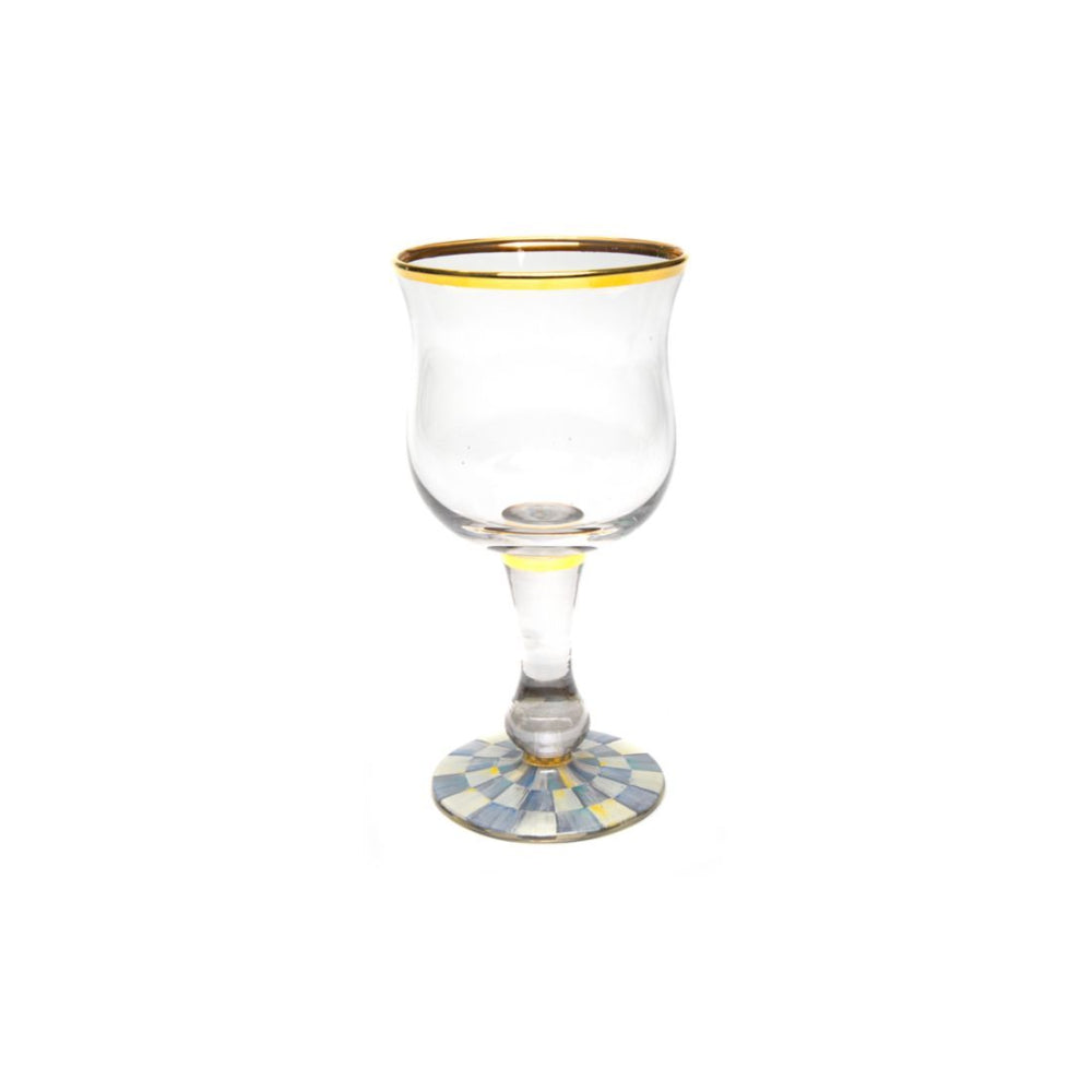 MacKenzie-Childs Sterling Check Water Glass