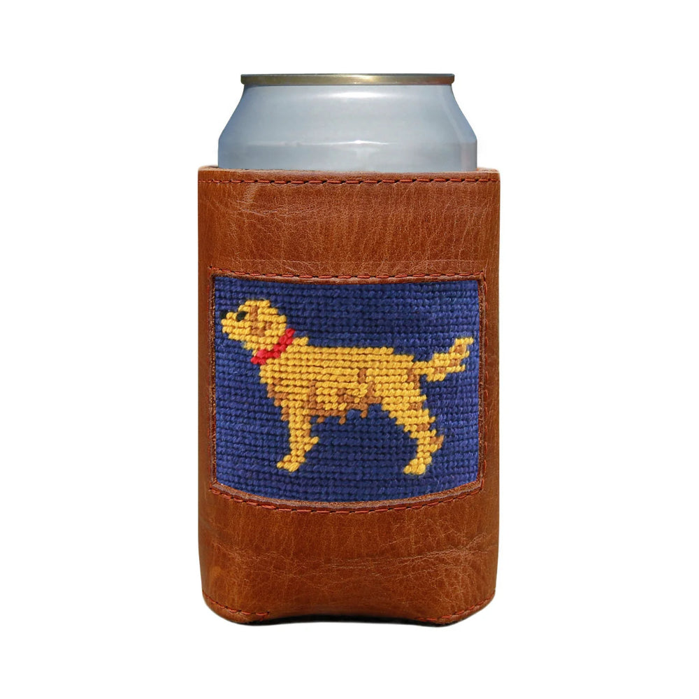 Smathers & Branson Golden Retriever Needlepoint Can Cooler (Classic Navy)