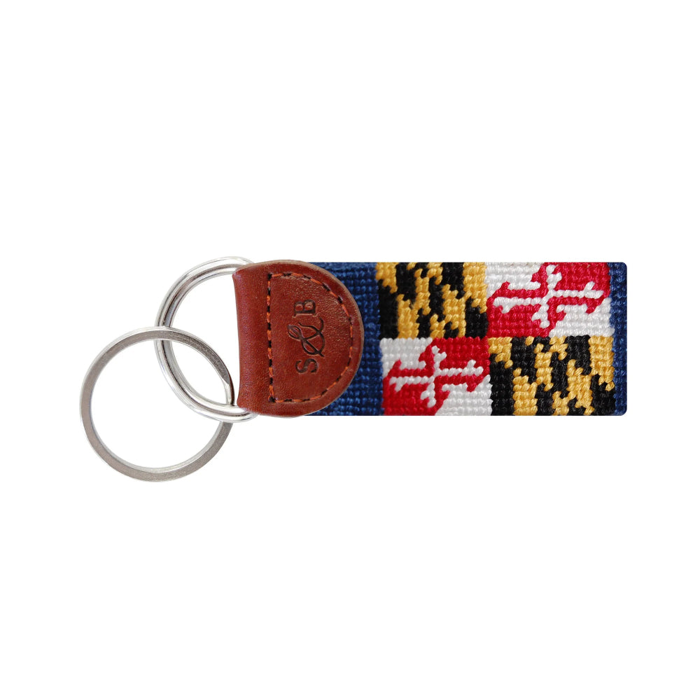 Smathers & Branson Maryland State Flag Needlepoint Key Fob (Classic Navy)