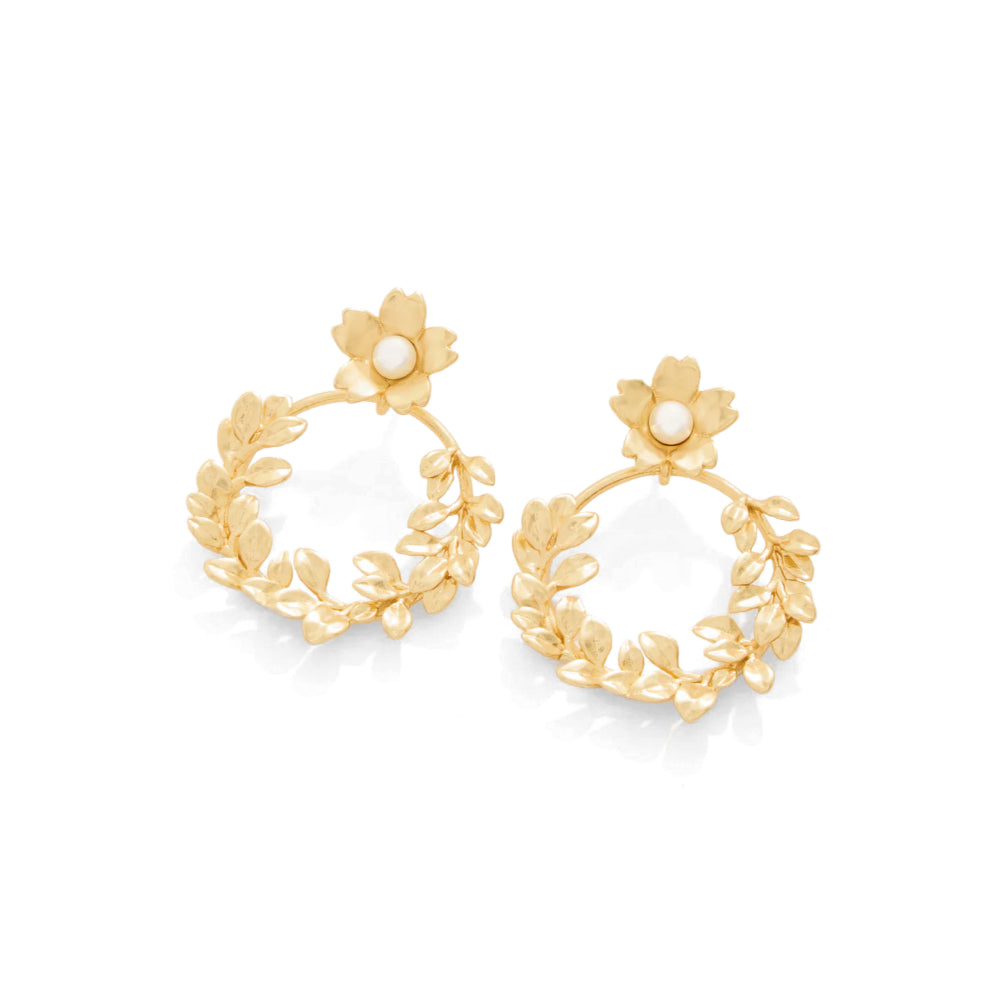 Spartina Gold Wreath Earrings - Pearl