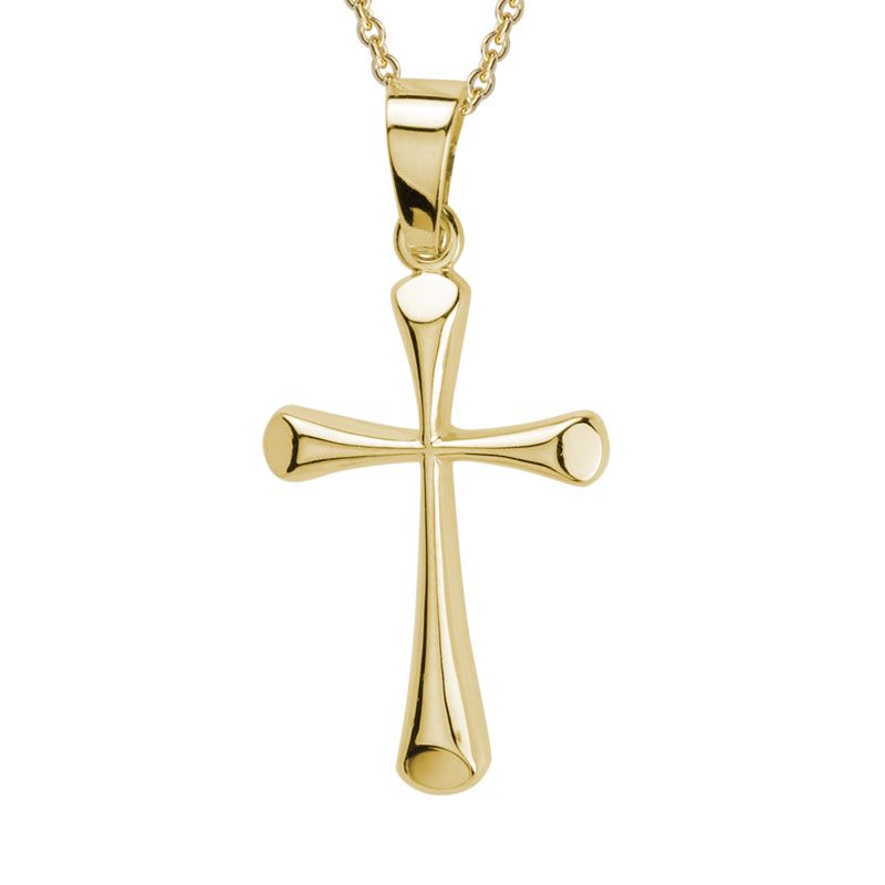 14k Cross Pendant Necklace on Adjustable Chain