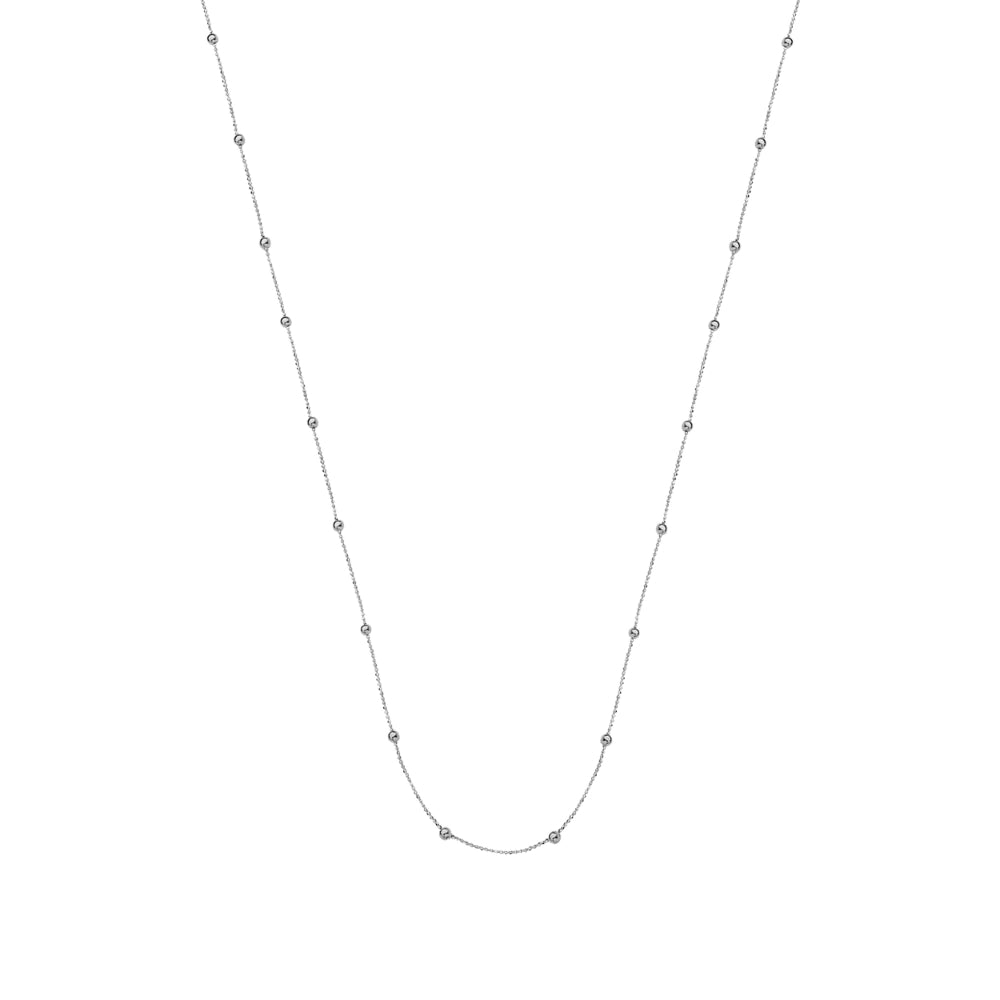 14k Gold Beaded Station Necklace, 17"