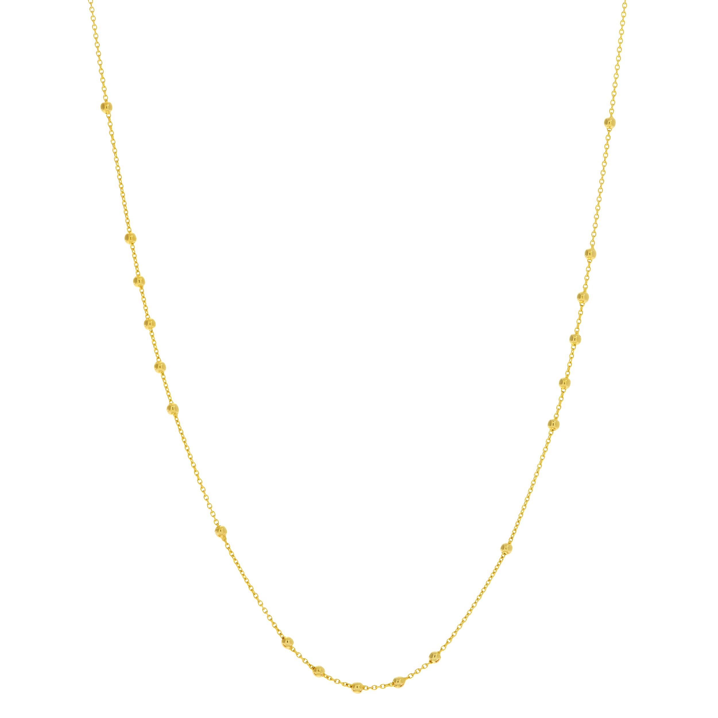 14k Gold Bead Station Necklace, 18"
