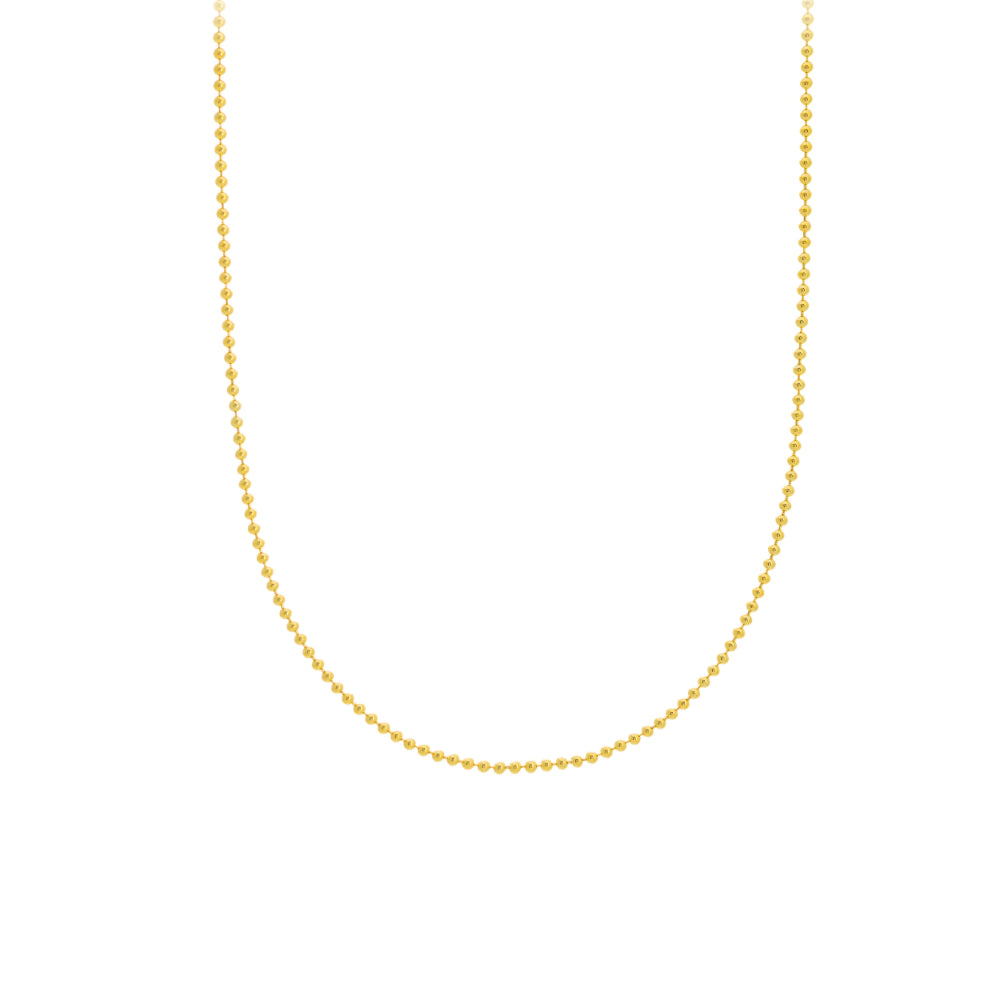 14k Gold Bead Chain Necklace, 18"