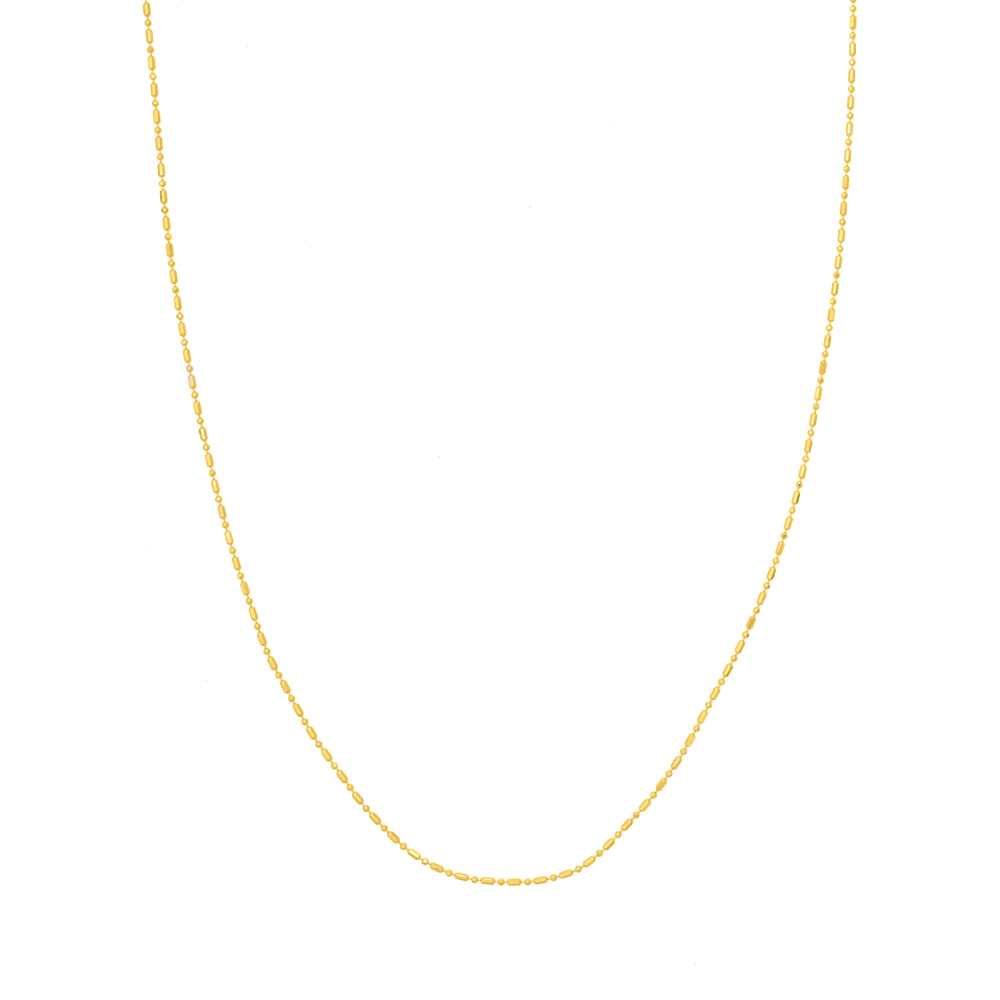 14k Gold 1.2mm Beaded Chain Necklace