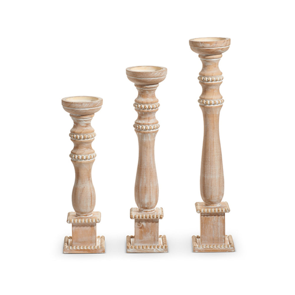 Raz Imports Whitewash Candle Holders