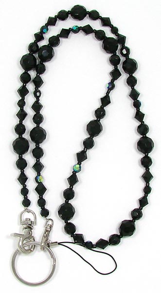Black Beaded Lanyard