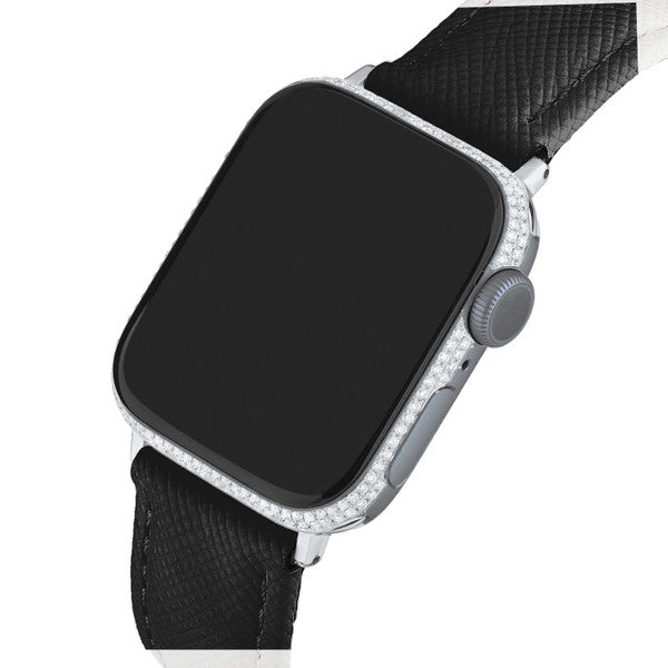 &Diamonds AW7-41-2-B Two Row Diamond Custom Apple Watch Black