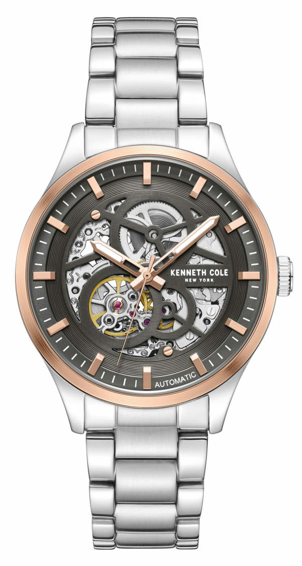 Kenneth Cole KCWGY0046402 Mens Automatic Grey Skeleton Bracelet Watch 42 mm