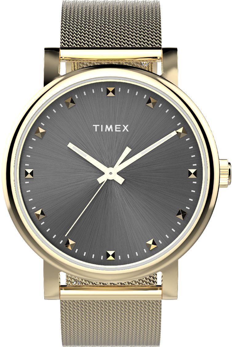 Women's Timex Transcend Mesh Stainless Steel Bracelet Black Dial Watch TW2W19500
