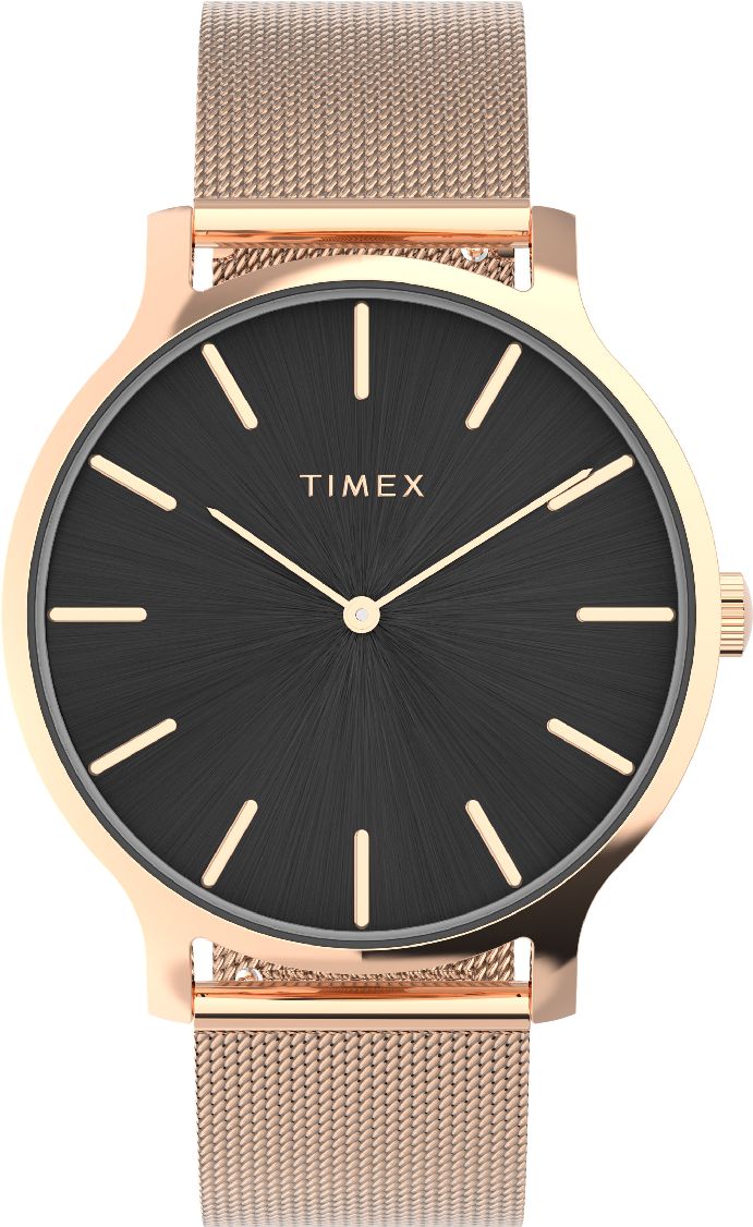 Women's Timex Transcend Mesh Stainless Steel Bracelet Black Dial Watch TW2W19600