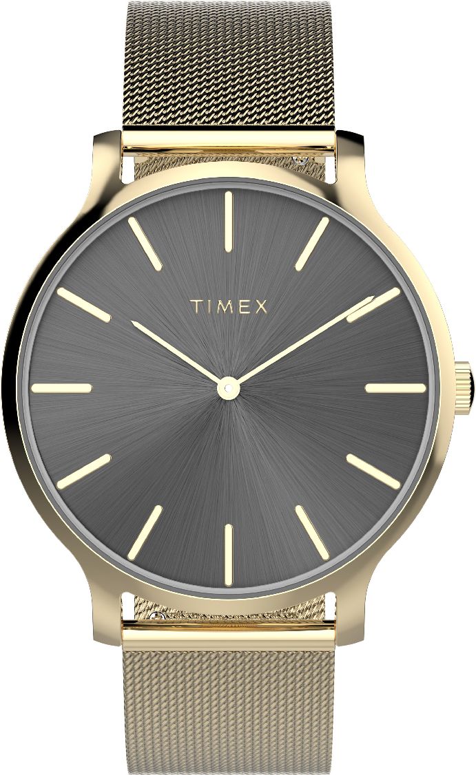 Women's Timex Transcend Mesh Stainless Steel Bracelet Black Dial Watch TW2W19700