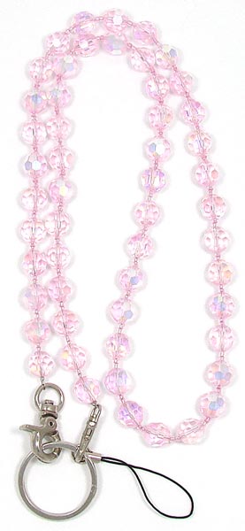 Pink Beaded Lanyard