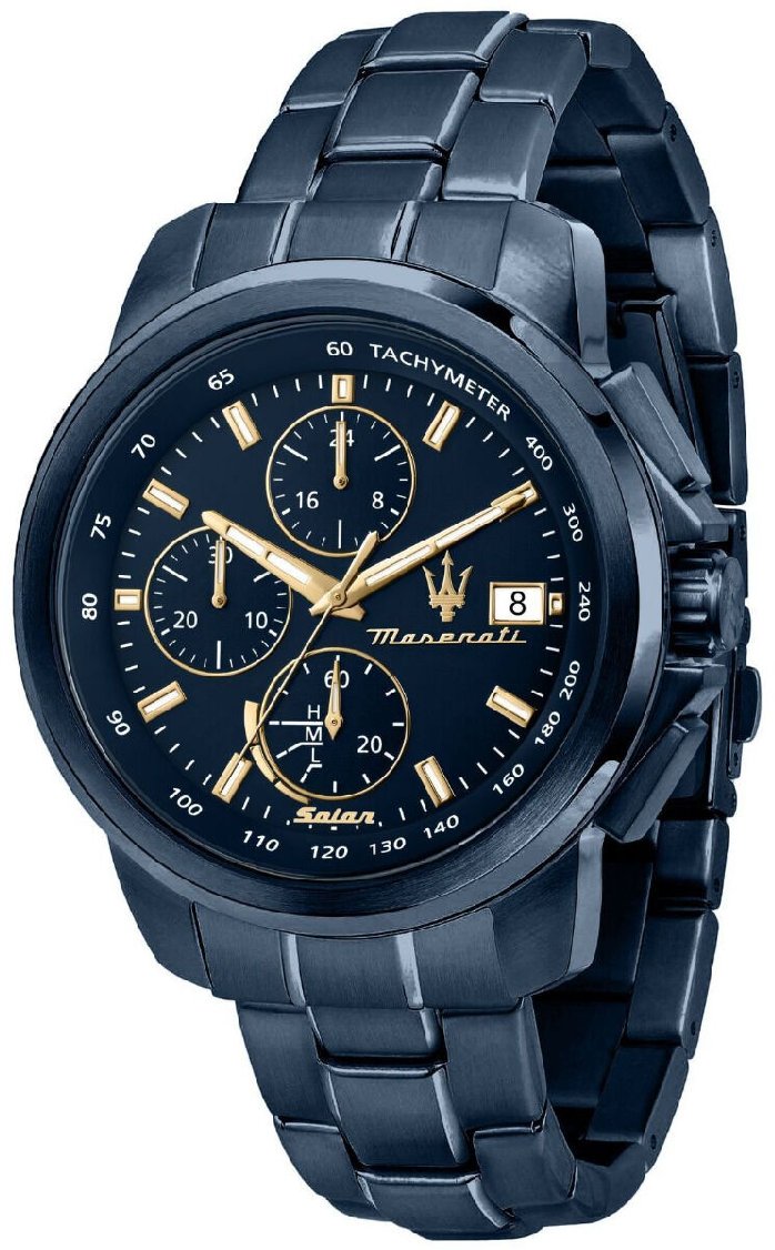 Maserati Successo R8873649002 Men's Solar Chronograph Blue Dial Steel Watch