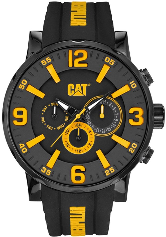 Men's Black Caterpillar Bold Silicone Strap Watch NJ16921137