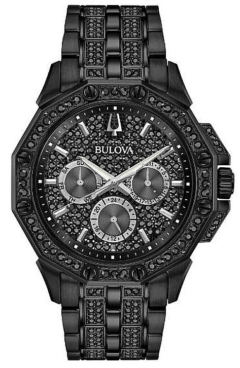 Men's Bulova Octava Black 300 Swarovski Crystallized Watch 98C134