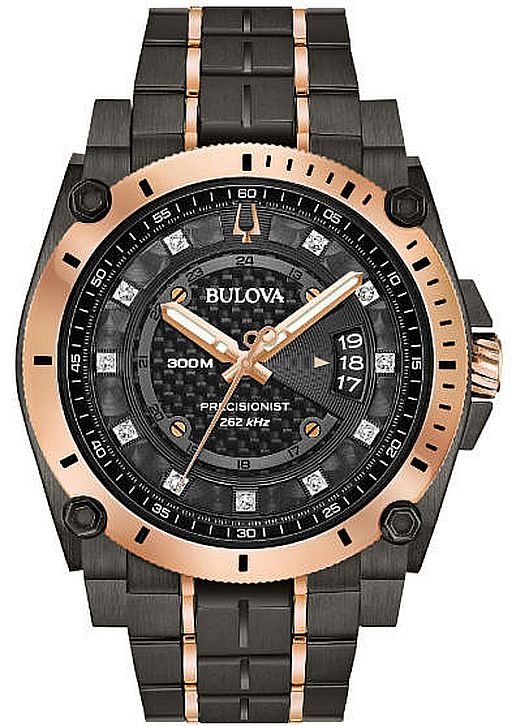 Men's Bulova Precisionist Diamond Dial Diver's 300M Steel Watch 98D149