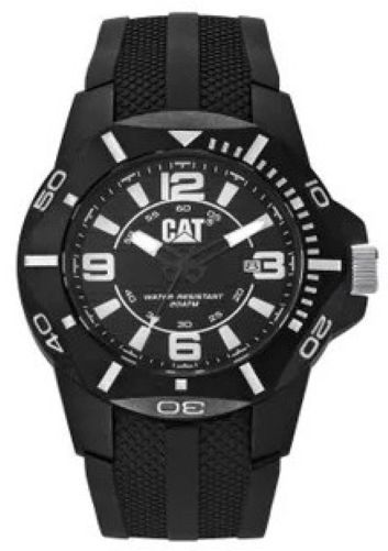 Men's CAT Caterpillar Black Quartz Rubber Strap Watch LR16121131